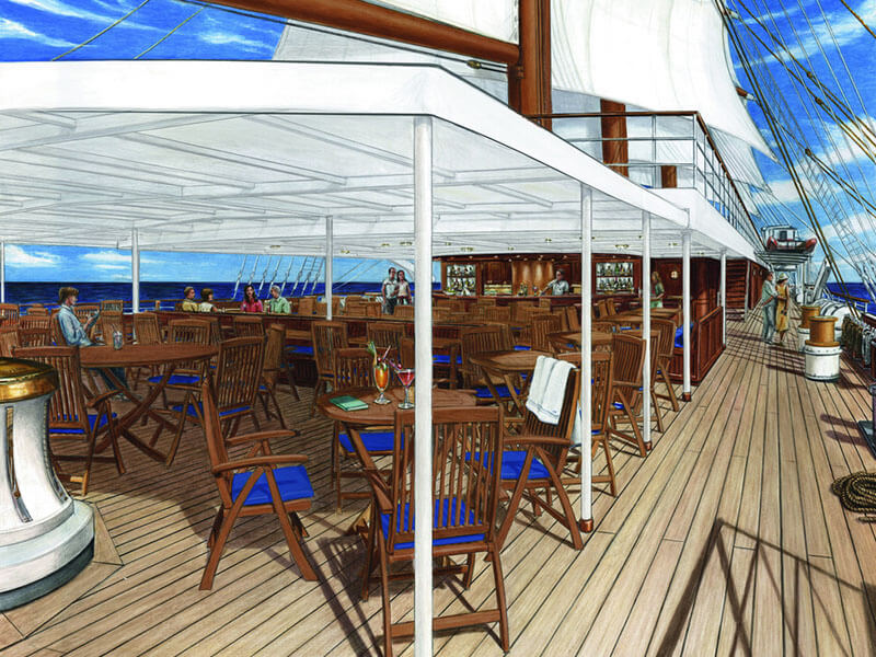 Sea Cloud Spirit Oberdeck Bar