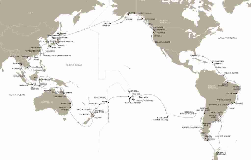 Seven Seas Mariner Worldcruise 2025 Map