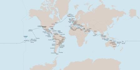 Route der Weltreise 2025 von Oceania